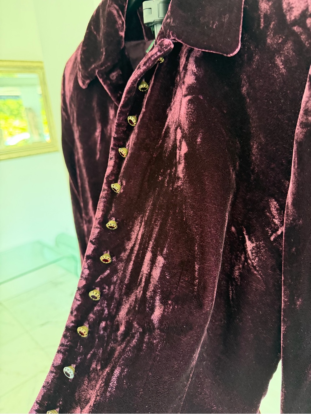 Ralph Lauren Velvet Button-Down Shirt in Deep Plum - Picture 4 of 11